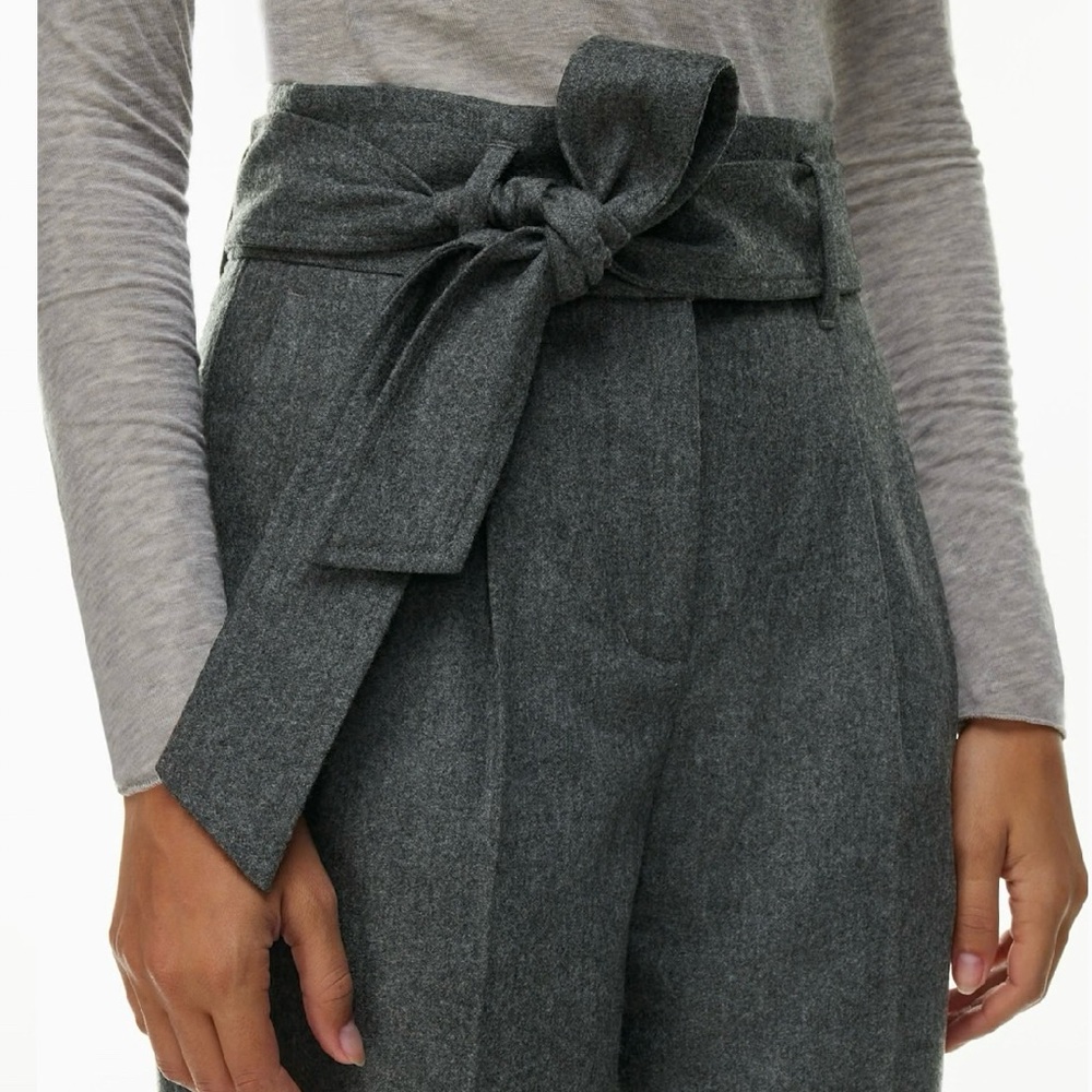 Wilfred Gia Pant Heather Dark‎ Grey Wool Cashmere High-Waisted Tie Waist Size 2 - Picture 15 of 16